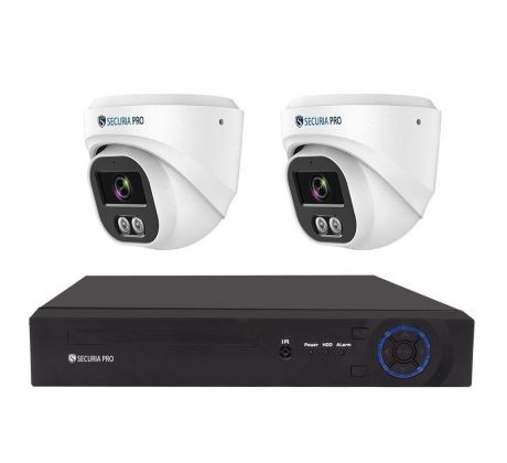 Securia Pro IP 2 kamerový systém 4 MPx, NVR2CHV4S-W DOME smart, biely