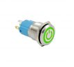 LED vodotesný spínač - Zelené podsvietenie, 12 mm, 3 - 6V