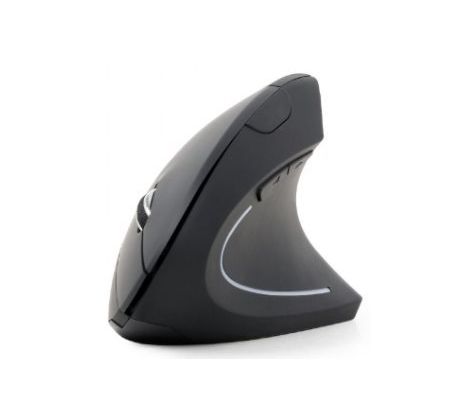 GEMBIRD ergonomická vertikálna myš, 1600dpi, 6 tlačidlová, bezdrôtová, USB, čierna