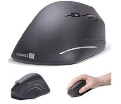 CONNECT IT FOR HEALTH ergonomická vertikálna myš, 1600dpi, 6 tlačidlová, bezdrôtová, USB, 2,4Ghz, čierna