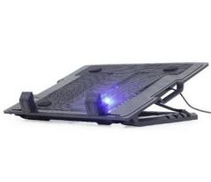Chladiaca podložka pod notebook do 17"(stojan), nastaviteľná výška, čierny, 1 ventilátor, GEMBIRD