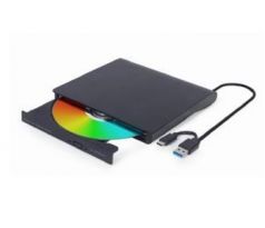 Externá DVD RW mechanika, USB 3.1 + typ C pripojenie, čierna, Gembird