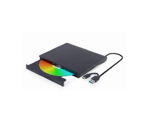 Externá DVD RW mechanika, USB 3.1 + typ C pripojenie, čierna, Gembird
