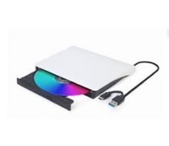 Externá DVD RW mechanika, USB 3.1 + typ C pripojenie, biela, Gembird