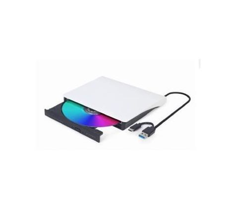 Externá DVD RW mechanika, USB 3.1 + typ C pripojenie, biela, Gembird