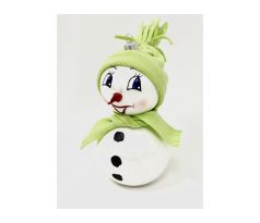 Radostný snehuliak vo svetlo zelenom úbore – 18 cm