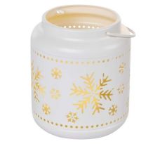LED dekorácia – lampáš s vločkami kovová biela, 14 cm, 3x AAA, vnútorná, vintage