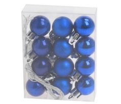 Ozdoba závesná guľa 2cm sada 12ks plast modrá mix Ozdoba závesná guľa 2cm sada 12ks plast modrá mix