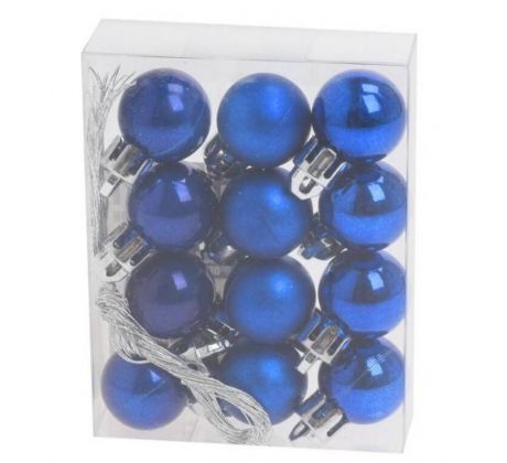 Ozdoba závesná guľa 2cm sada 12ks plast modrá mix Ozdoba závesná guľa 2cm sada 12ks plast modrá mix