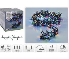 Svetlo vianočné 1200 LED farebné, 24 m, s časovačom, s funkciami, na 300 cm stromček, vonkajšie/vnútorné