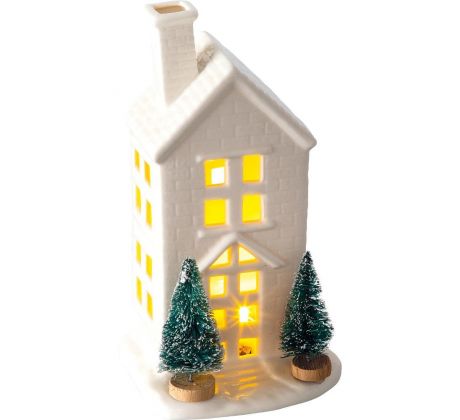 Porcelánový domček s LED 19 cm