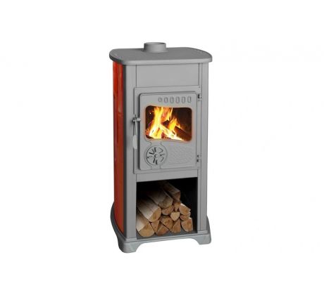 Krbové kachle Bella Thalia, 5,4 kW, 120 mm, červené, liatina/šamot