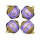 Sklenená vianočná guľa Ø 7 cm – Fialový zamat & zlaté pruhy (sada 4 ks)