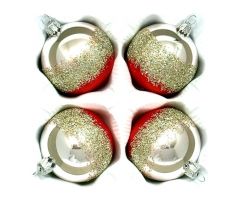 Sklenená vianočná guľa Ø 7 cm – Champagne-ruby diagonála (sada 4 ks)