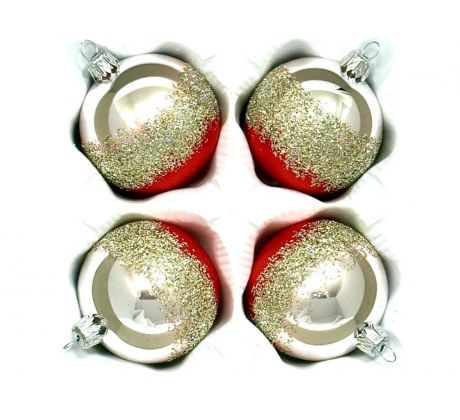 Sklenená vianočná guľa Ø 7 cm – Champagne-ruby diagonála (sada 4 ks)