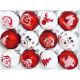 IRISA Sklenená ozdoba SADA Sandefjord 7 cm, balenie 12 ks červená, biela