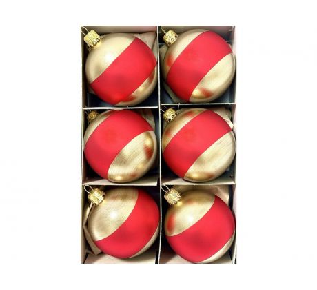Červeno-zlaté sklenené gule 6 cm – klasika Vianoc