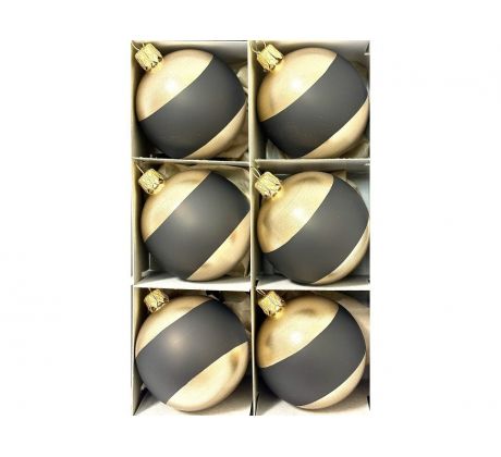 Zlaté a čierne sklenené vianočné gule – súprava 6 ks (6 cm)