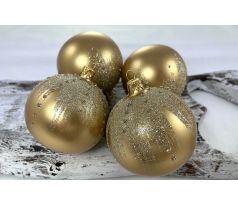Vianočné gule 22/4497/8/4ks – zlatá metalíza + zlatý dekor