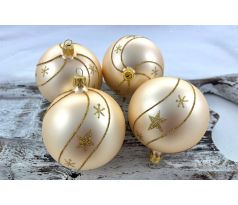 Vianočné gule 24/8757/8/4ks – champagne + vločky,hviezdičky