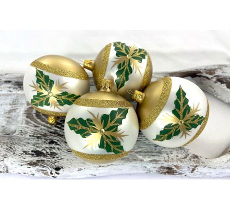 Vianočné luxusné gule 24/8750/8/4ks – tri zelené listy
