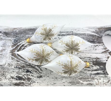 Vianočné olivy 30/461-5/8×4/4ks – biely mrazolak + zlatá vločka