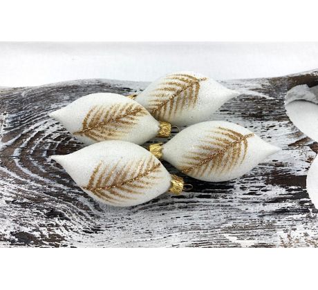 Vianočné olivy 31/197/8×4/4ks – zlaté pierka – luxusná