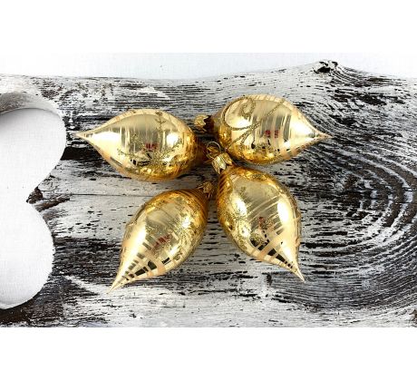 Vianočné olivy 32/438/8×4/4ks – zlaté so zlatou vločkou