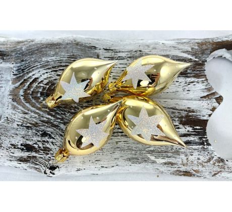 Vianočné olivy 32/684/8×4/4ks – zlaté + biela hviezda