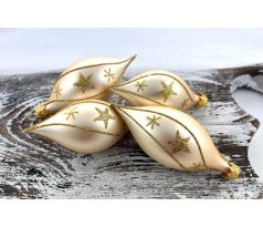 Vianočné olivy 34/986/8×4/4ks – champagne + vločky, hviezdičky