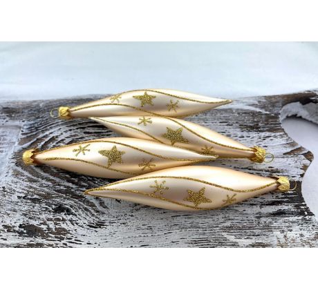 Vianočné rakety 74/801/14×3/4ks – champagne + vločky, hviezdičky