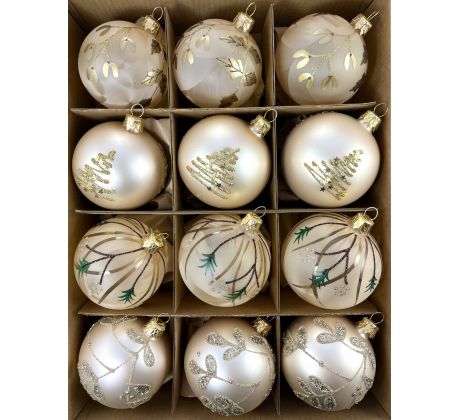 Vianočný set 80/1807/7/12ks – mrazolakový champagne