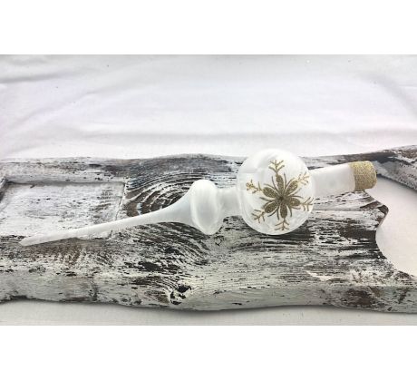 Vianočný špic 601/362-5/7/1ks – biely mrazolak + zlatá vločka