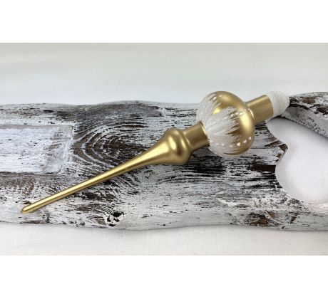 Vianočný špic 621/544/7/1ks – zlatá metalíza + biely dekor