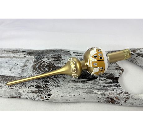 Vianočný špic 621/547/7/1ks – domček/zlatá metalíza