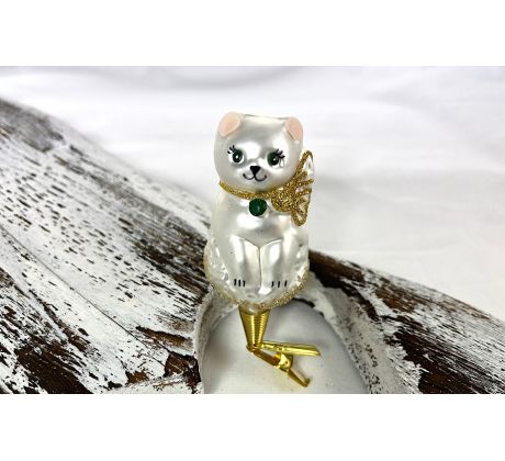 Mačka na štipci 445/1588/1ks – zlatá mašľa