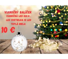 Vianočný balíček , LED vianočná guľa , LED svetielka teplá biela ,