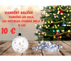 Vianočný balíček , LED vianočná guľa , LED svetielka studená biela ,