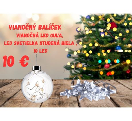 Vianočný balíček , LED vianočná guľa , LED svetielka studená biela ,
