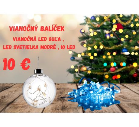 Vianočný balíček , LED vianočná guľa , LED svetielka modré