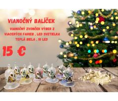 Vianočný balíček , Vianočný zvonček výber z viacerých farieb , LED svetielka teplá biela