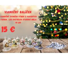 Vianočný balíček , Vianočný zvonček výber z viacerých farieb , LED svetielka studená biela