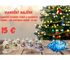 Vianočný balíček , Vianočný zvonček výber z viacerých farieb , LED svetielka modré