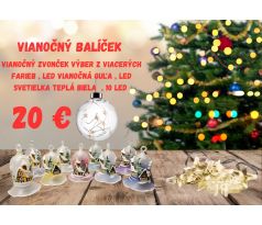 Vianočný balíček , Vianočný zvonček výber z viacerých farieb ,LED vianočná guľa ,  LED svetielka teplá biela