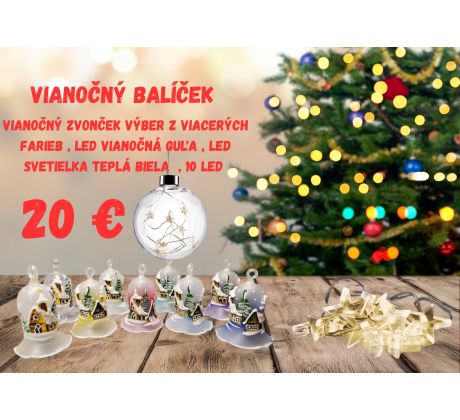 Vianočný balíček , Vianočný zvonček výber z viacerých farieb ,LED vianočná guľa ,  LED svetielka teplá biela