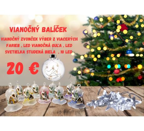 Vianočný balíček , Vianočný zvonček výber z viacerých farieb ,LED vianočná guľa ,  LED svetielka studená biela