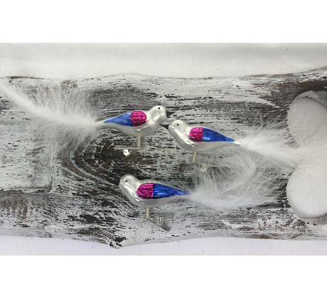 Retro vtáčik 445/1580/3ks – ružovo-modré krídla