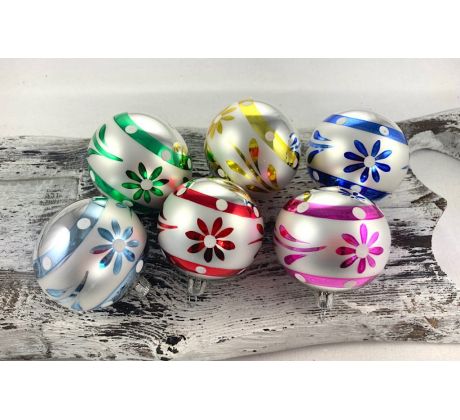 Vianočné gule 21/3234/6/6ks – kvietky – retro