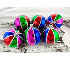 Vianočné gule 21/3250/7/6ks – retro pásiky