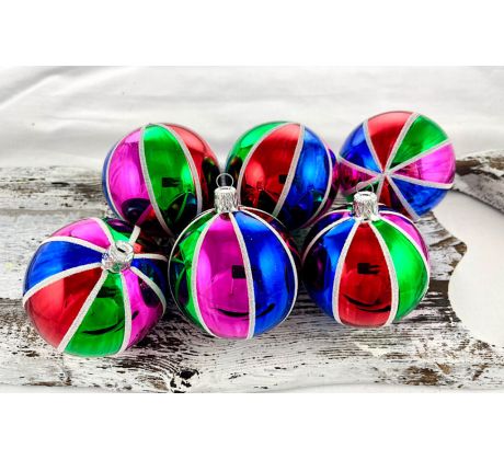 Vianočné gule 21/3250/7/6ks – retro pásiky
